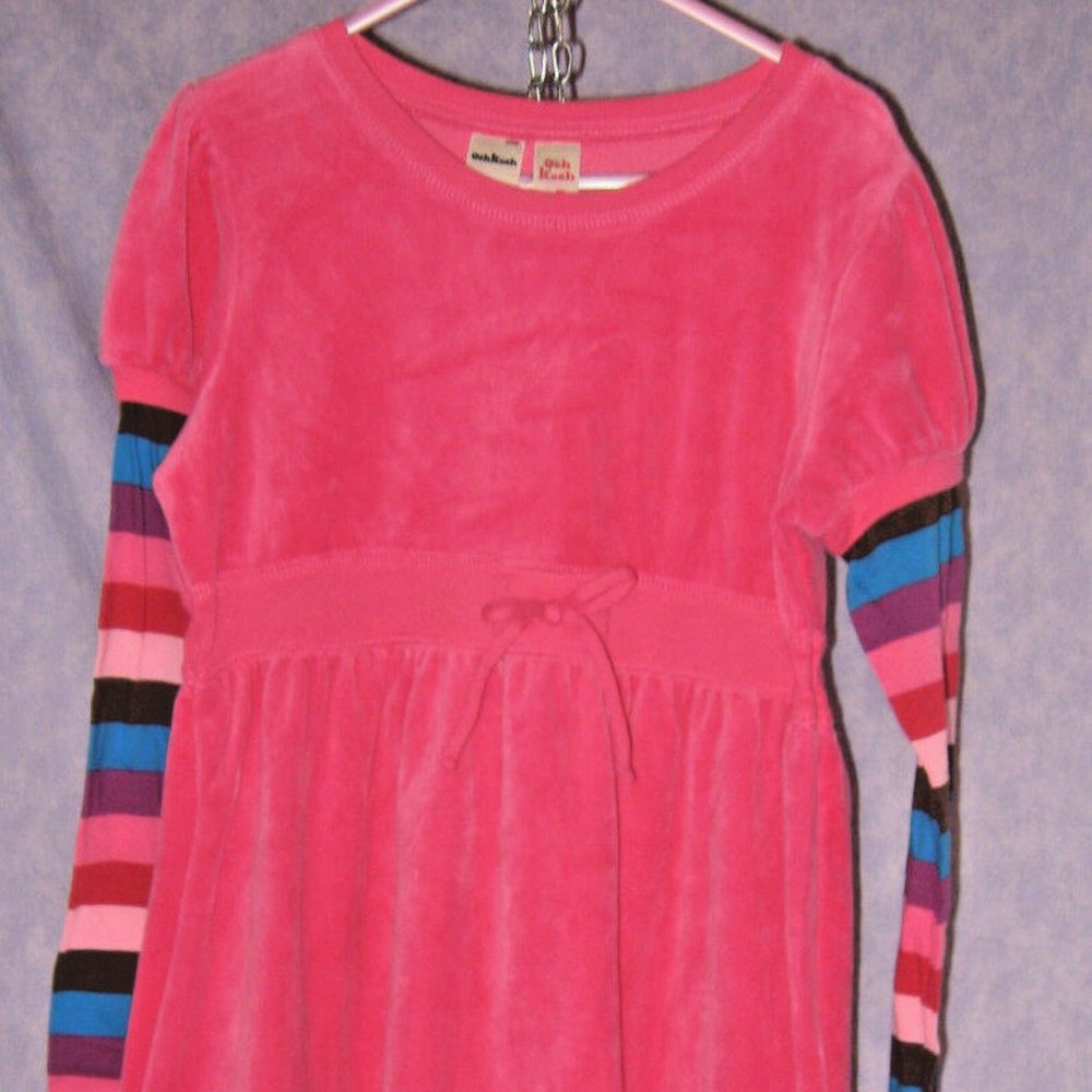Pink Velour Long Striped Sleeves OshKosh dress